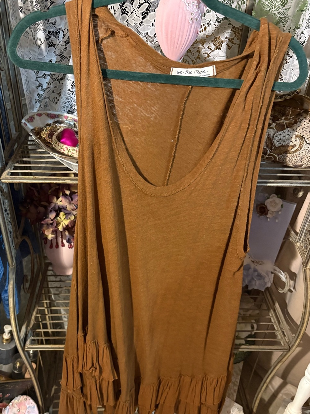 Free People Rust Brown Fringe Tank